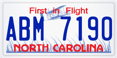 NC license plate ABM7190