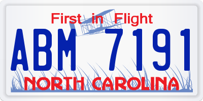 NC license plate ABM7191