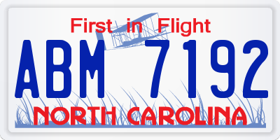 NC license plate ABM7192