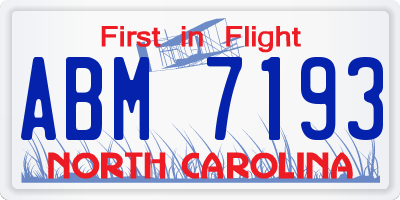 NC license plate ABM7193