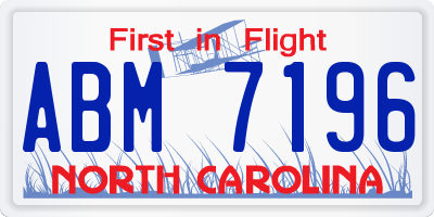 NC license plate ABM7196