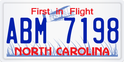 NC license plate ABM7198