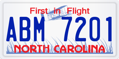 NC license plate ABM7201