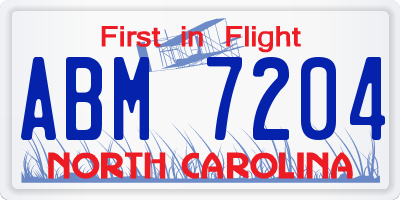 NC license plate ABM7204