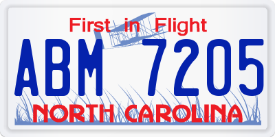 NC license plate ABM7205