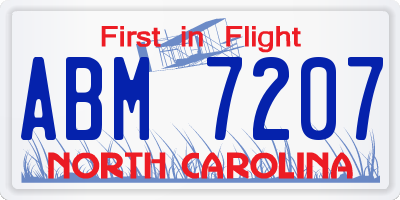 NC license plate ABM7207
