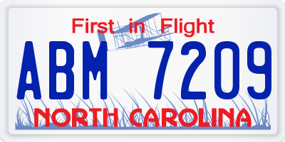 NC license plate ABM7209