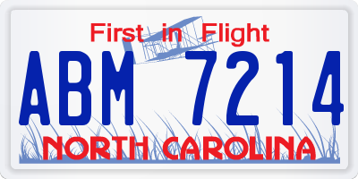 NC license plate ABM7214