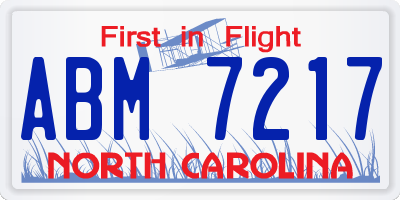 NC license plate ABM7217