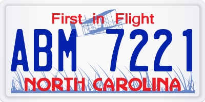 NC license plate ABM7221