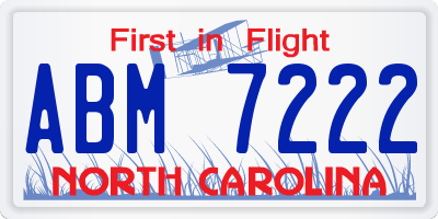 NC license plate ABM7222