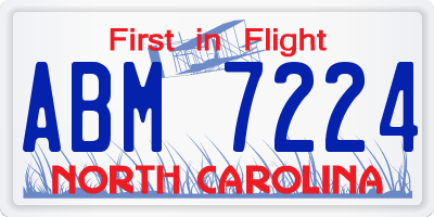 NC license plate ABM7224
