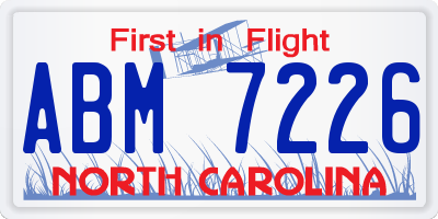 NC license plate ABM7226