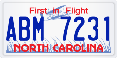 NC license plate ABM7231