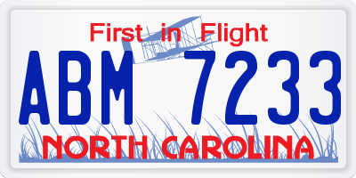 NC license plate ABM7233