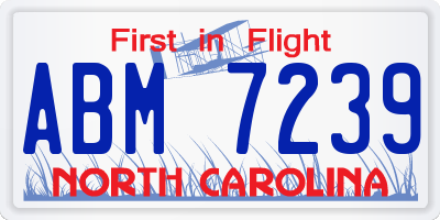 NC license plate ABM7239