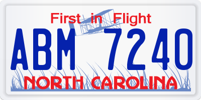 NC license plate ABM7240
