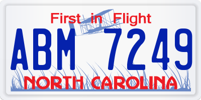 NC license plate ABM7249