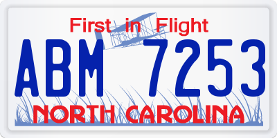 NC license plate ABM7253