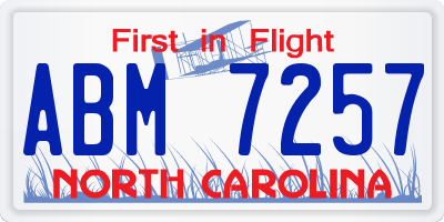 NC license plate ABM7257