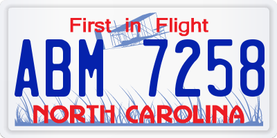 NC license plate ABM7258