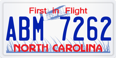 NC license plate ABM7262