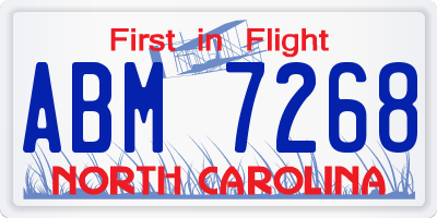NC license plate ABM7268