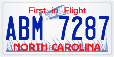 NC license plate ABM7287