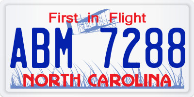 NC license plate ABM7288