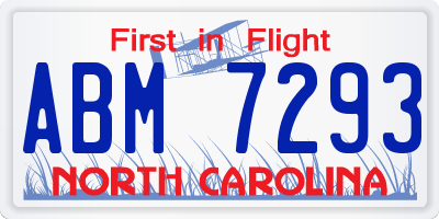 NC license plate ABM7293