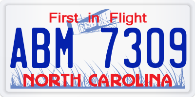 NC license plate ABM7309