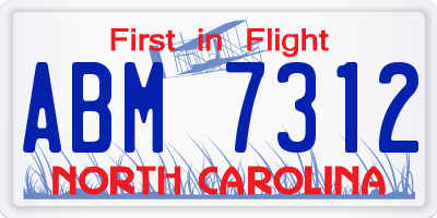 NC license plate ABM7312