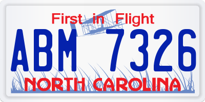 NC license plate ABM7326