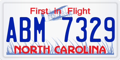 NC license plate ABM7329