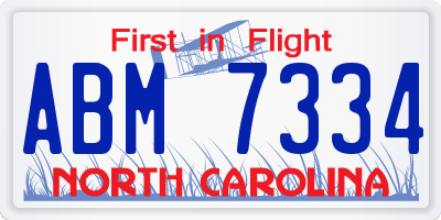 NC license plate ABM7334