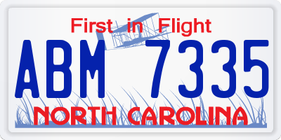 NC license plate ABM7335