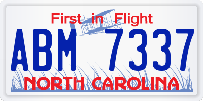 NC license plate ABM7337