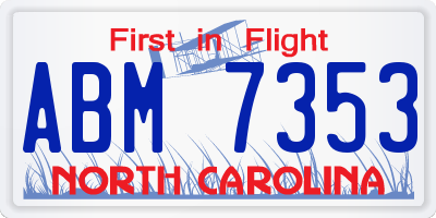 NC license plate ABM7353