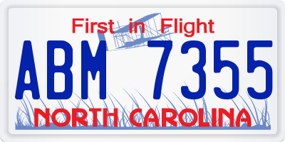 NC license plate ABM7355