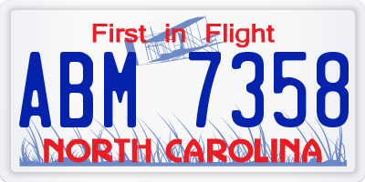 NC license plate ABM7358