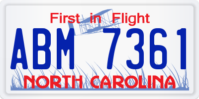 NC license plate ABM7361
