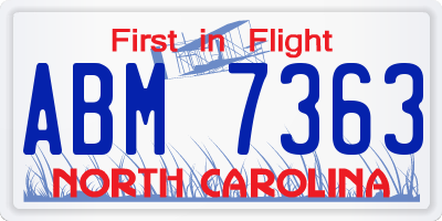 NC license plate ABM7363