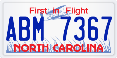 NC license plate ABM7367
