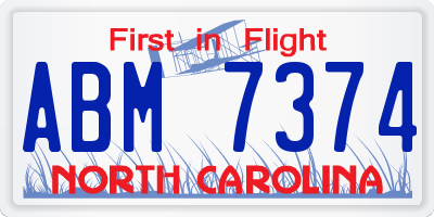 NC license plate ABM7374