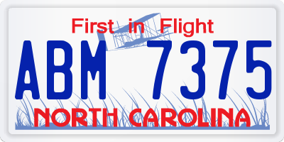 NC license plate ABM7375