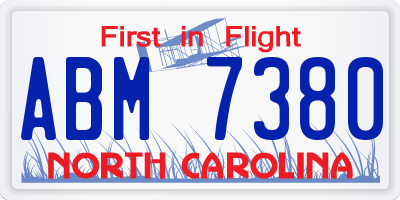 NC license plate ABM7380