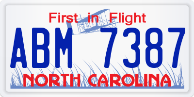 NC license plate ABM7387