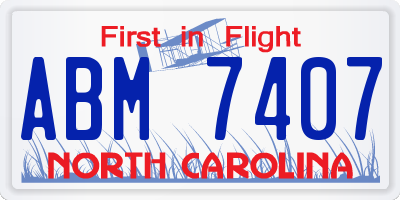 NC license plate ABM7407