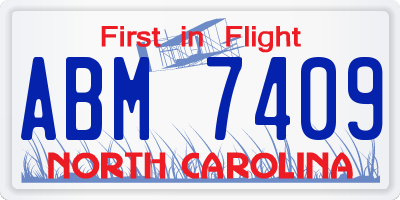 NC license plate ABM7409