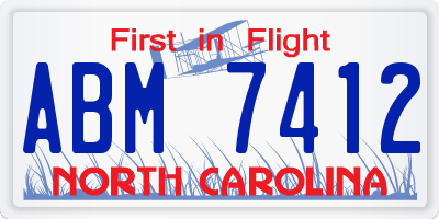 NC license plate ABM7412